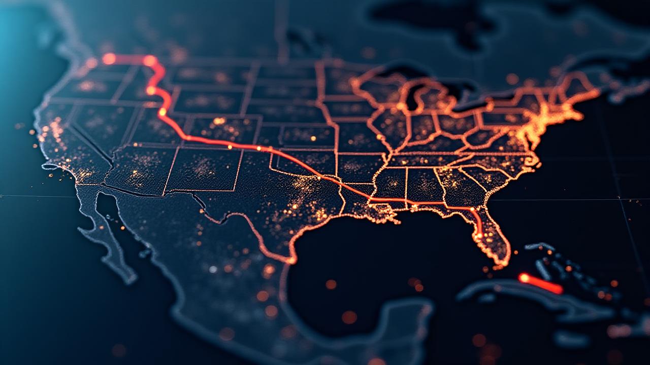 Strategic map showing freight logistics routes from Charlotte NC to Mexico hubs like Laredo and Monterrey